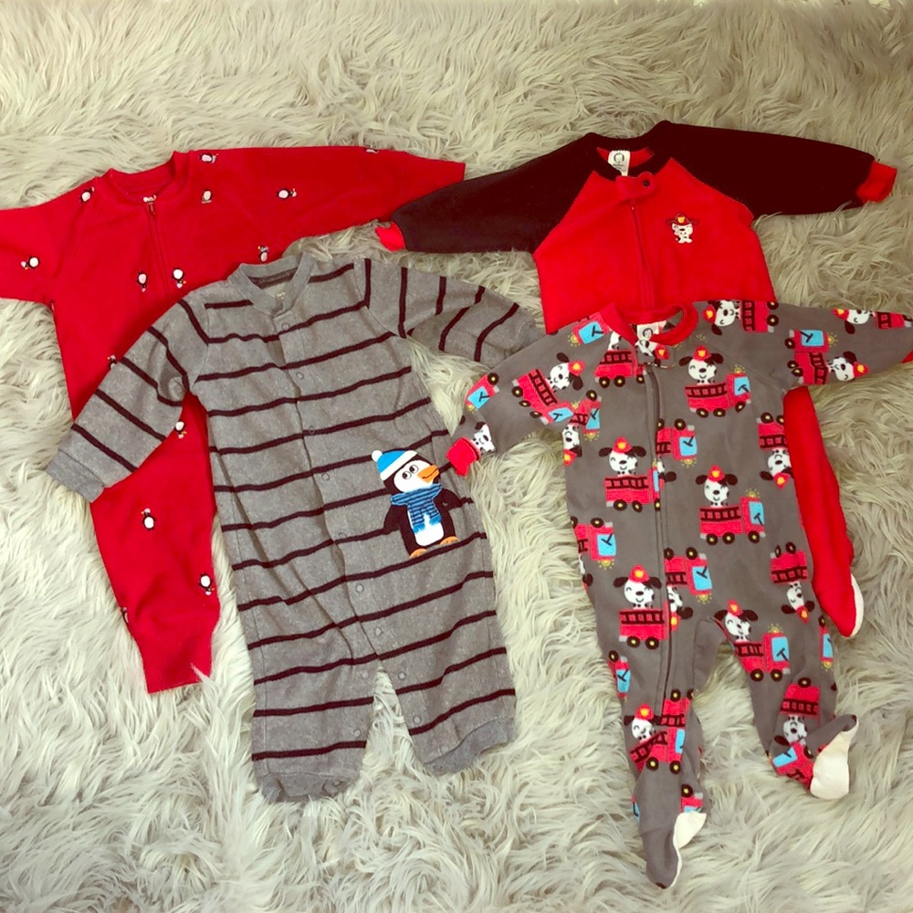 Baby Boys Warm Onesie Pajama Bundle 9 to 12 months